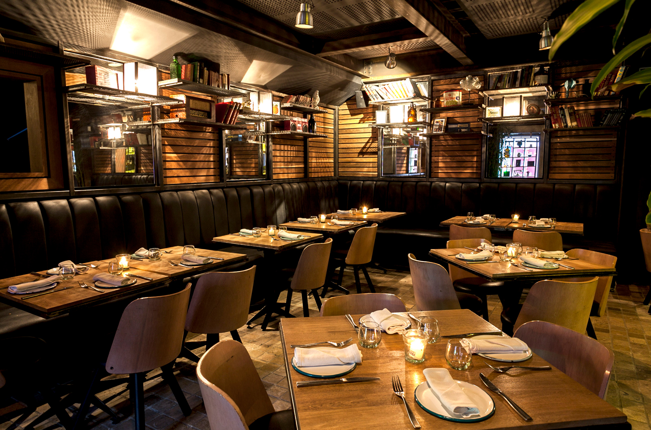 Restaurant interior with tables and chairs