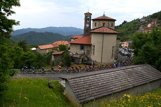 BERGAMO ITALY MAY 21 Geraint Thomas of The United Kingdom and Team INEOS Grenadiers Bruno Armirail of France and Team Groupama FDJ Pink Leader Jersey and a general view of the peloton climbing to the Valico di Valcava 1336m during the 106th Giro dItalia 2023 Stage 15 a 195km stage from Seregno to Bergamo UCIWT on May 21 2023 in Bergamo Italy Photo by Tim de WaeleGetty Images