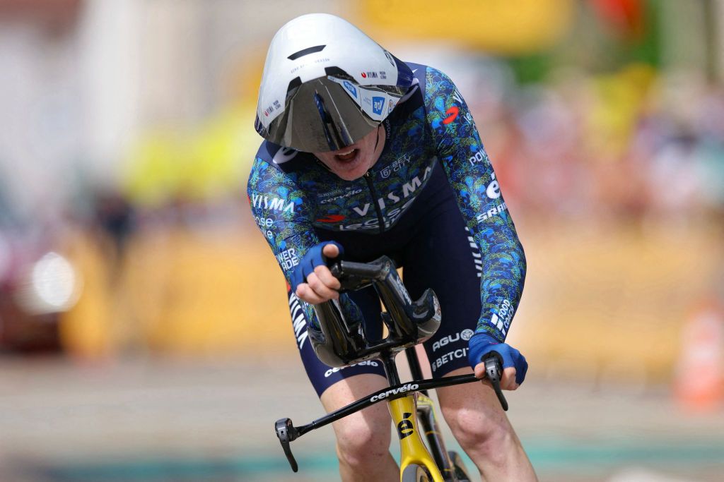 Matteo Jorgenson (Visma-Lease a Bike) finished seventh on the stage 7 time trial