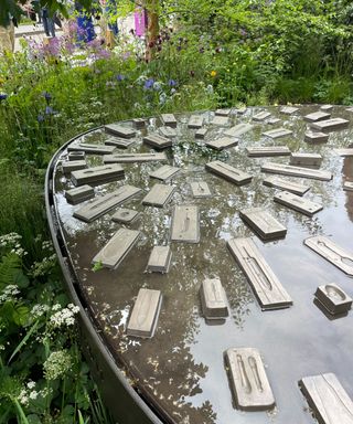 Artistic pond at RHS Chelsea Flower Show