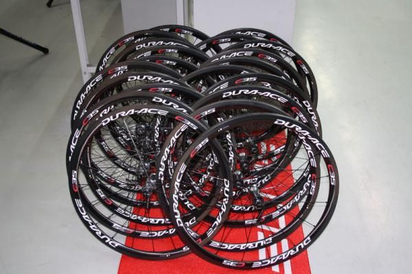 The team's wheels for the Tour of Flanders are waiting