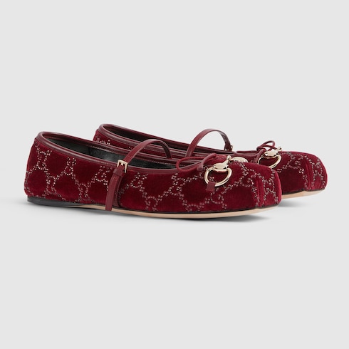 Women&#039;s Gg Crystal Gucci Horsebit Ballet Flat
