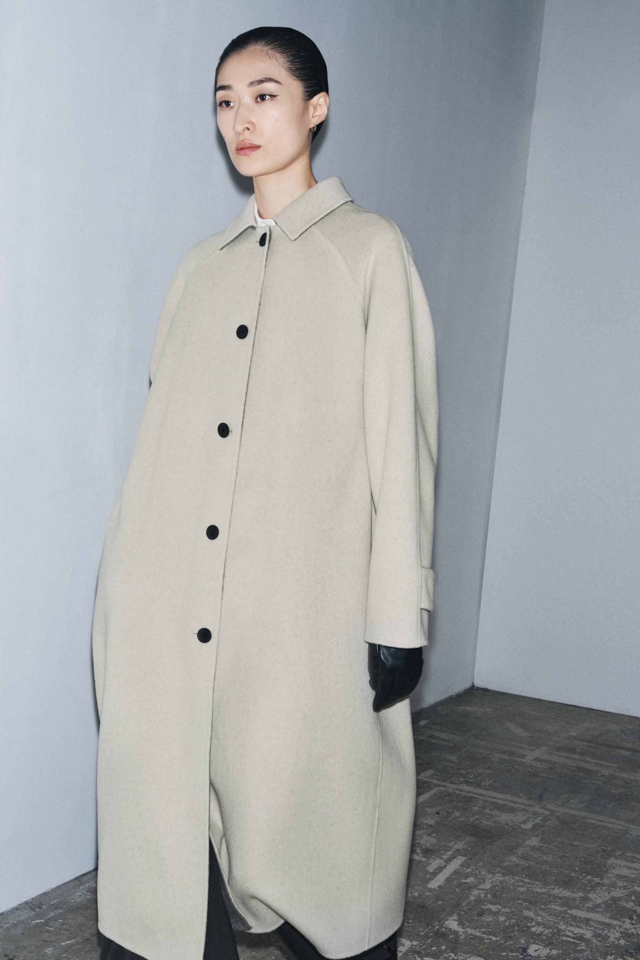 Long Wool Blend Coat Zw Collection Limited Edition