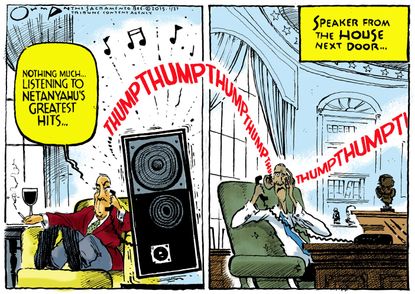 Political cartoon U.S. Obama Netanyahu Boehner