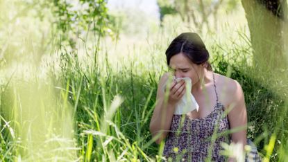 Woman suffering from hayfever