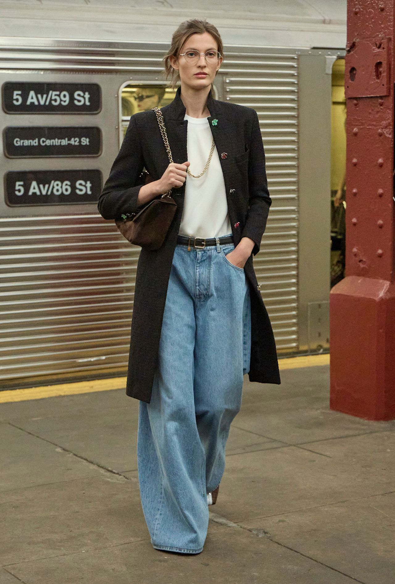 models walk the subway runway for the chanel metiers d'art 2026 show in new york city