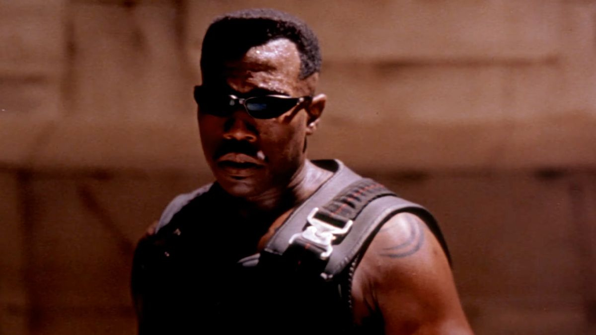 Wesley Snipes readying to fight as the Daywalker in 1998&#039;s &#039;Blade.&#039;