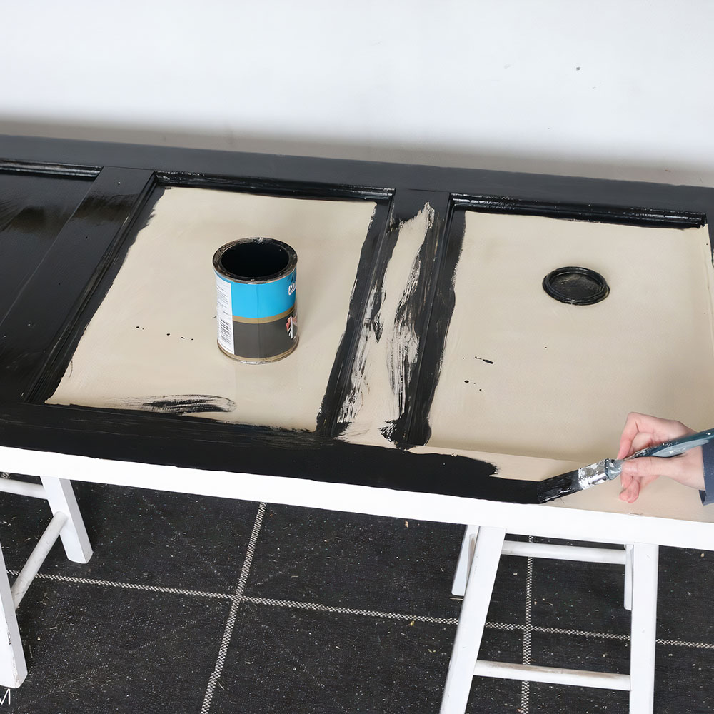 door painted with black paint