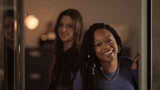 Shelby Lee and Jazz Raycole as Ray and Izzy smiling in The Lincoln Lawyer
