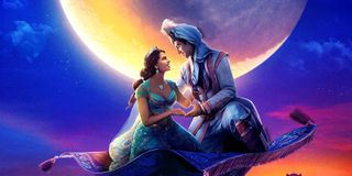 Aladdin (2019) Poster showing Jasmin and Aladdin on a magic carpet ride.