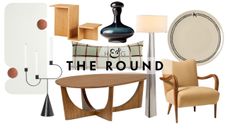 Mid-century modern furniture and decor pictured against a white background