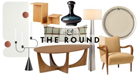 Mid-century modern furniture and decor pictured against a white background