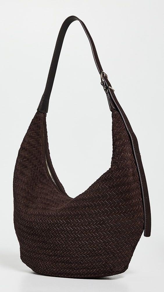 Madewell the Essential Curve Shoulder Bag in Handwoven Suede