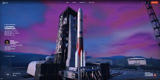 A screenshot of the SpaceForce.com website showing an Vulcan Centaur rocket waiting to launch.