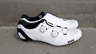 The all-new Bontrager XXX, range-topping carbon fibre road shoes, as seen on the feet of Trek Segafredo riders