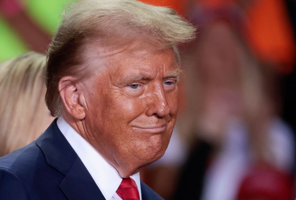 Former US President and Republican presidential candidate Donald Trump looks on during his last campaign rally at Van Andel Arena in Grand Rapids, Michigan on November 5, 2024.