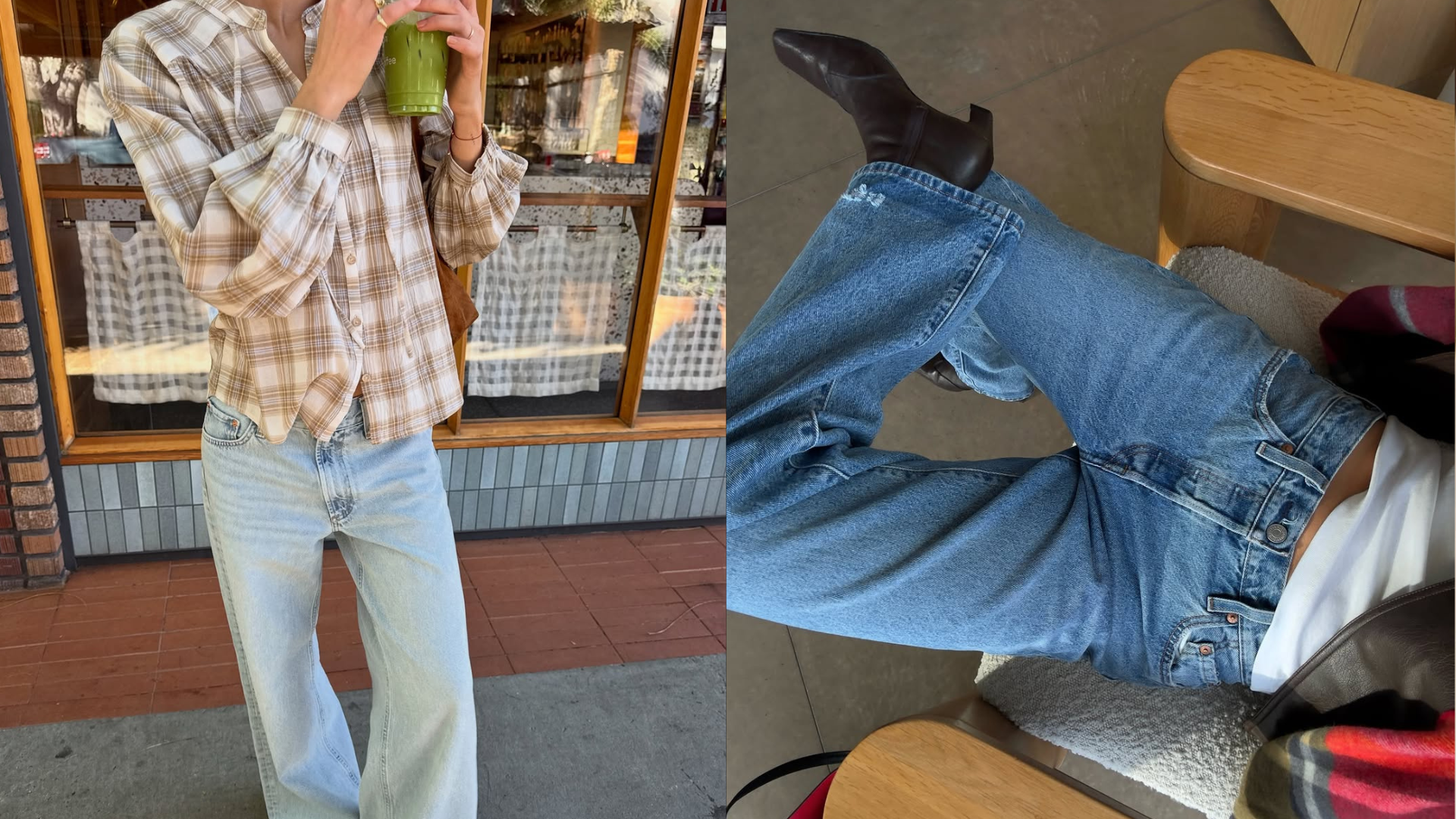 Collage of women wearing perfect vintage-wash jeans, one of the rich-looking spring denim trends of 2026.