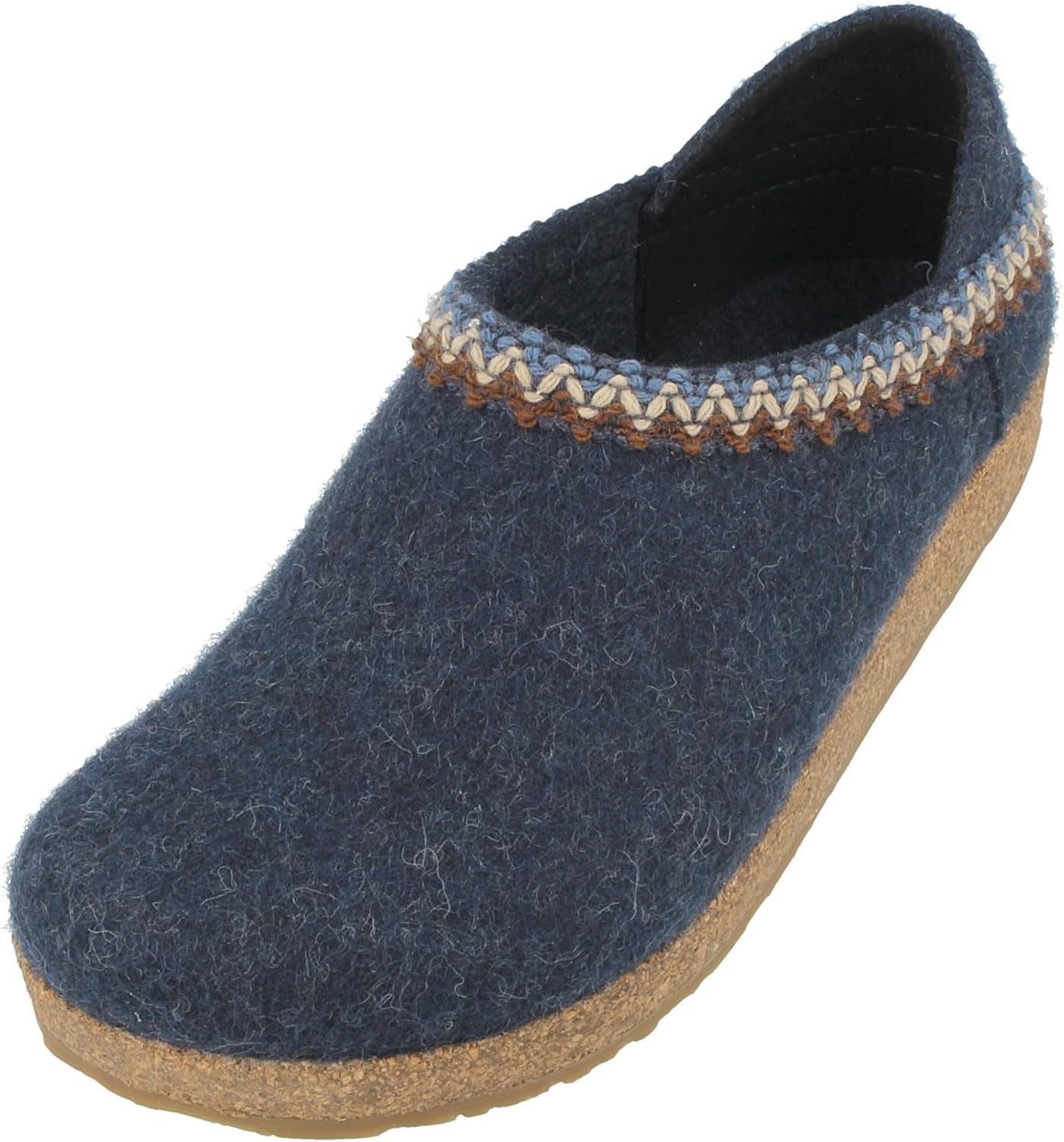 Haflinger Grizzly Gzh Zigzag Felt Clog Wool Shoe Blue (captains Blue 79) Eu 36