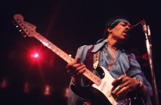 Jimi Hendrix performing at Madison Square Garden, New York City, 18th May 1969