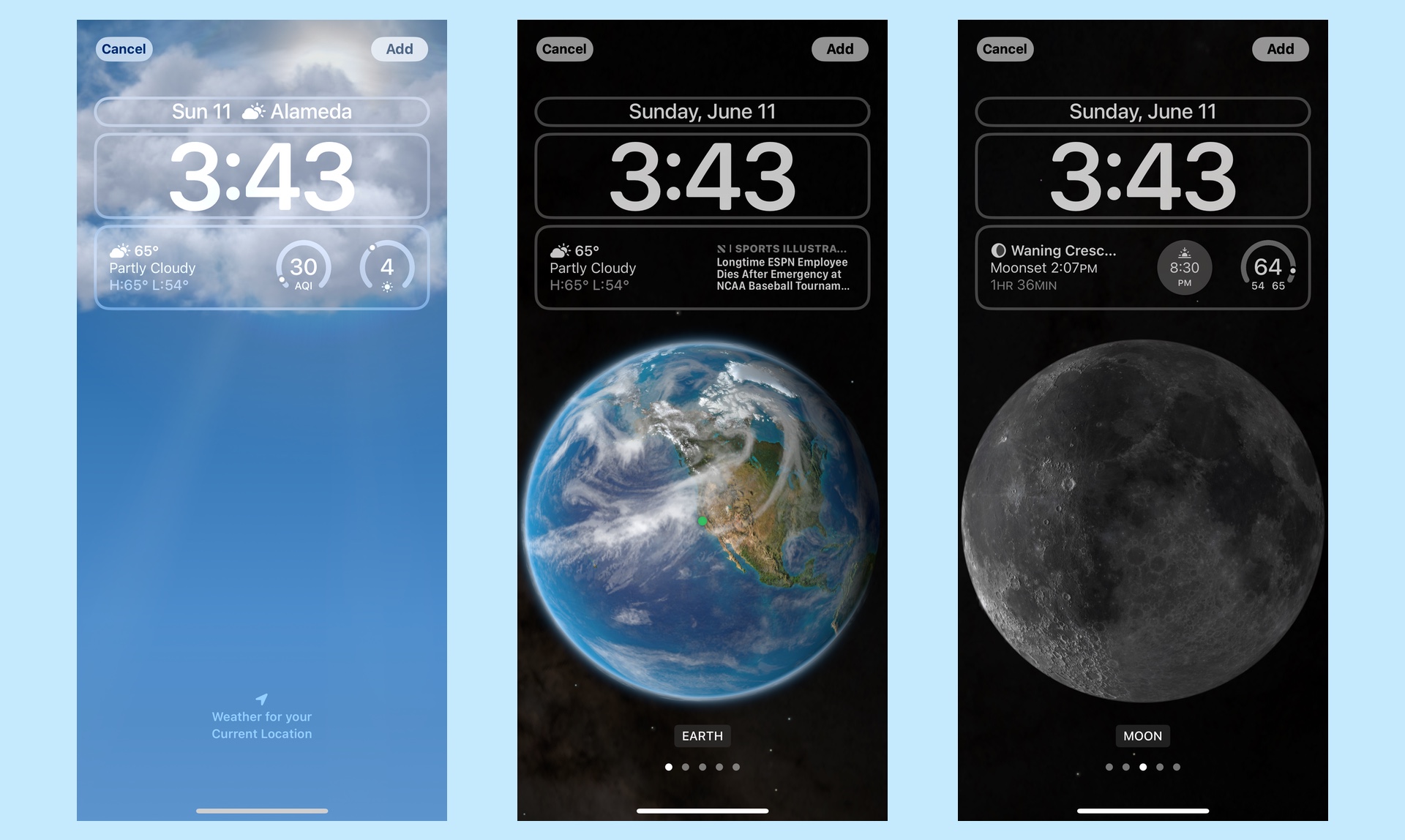 Обои «Погода и астрономия» для iPhone в iOS 16