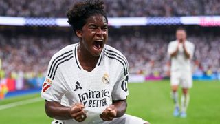 Endrick celebrating a goal on his Real Madrid La Liga debut