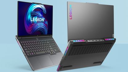 Lenovo Legion 7 (2022) full RGB lighting on blue T3 background