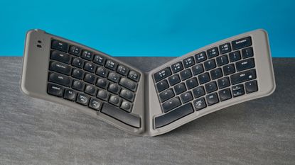 A black Keychron B11 Pro foldable keyboard