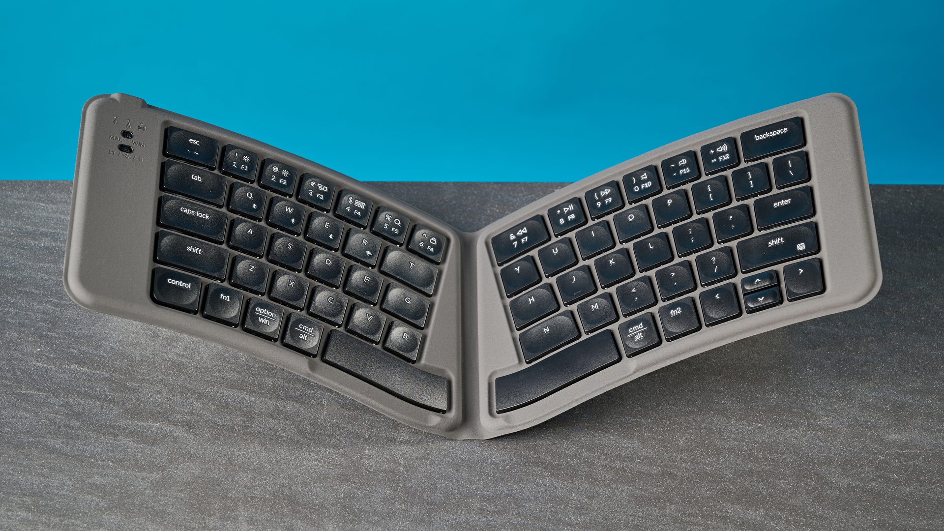 A black Keychron B11 Pro foldable keyboard
