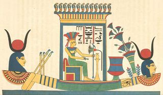 One image from a series of Egyptian gods and goddesses depicted by a French artist in the early 1800s