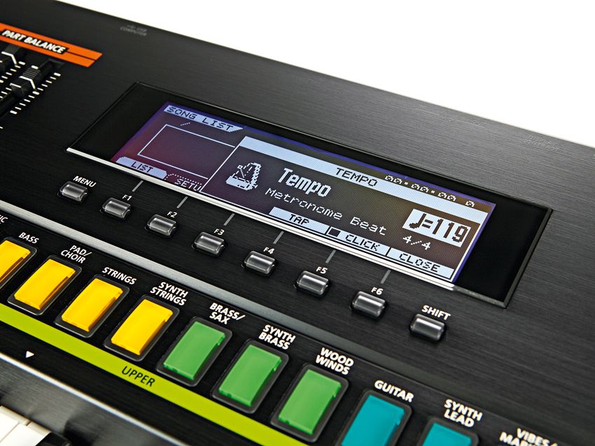 The JP-50's coloured category select buttons help quickly locate favourite sounds.