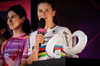 Lotte Kopecky, Elisa Longo Borghini speak to the crowds at Giro d'Italia Women teams presentation - Gallery