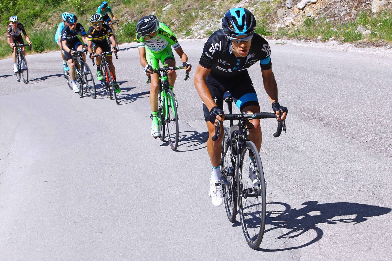 Richie Porte (Sky) on the attack