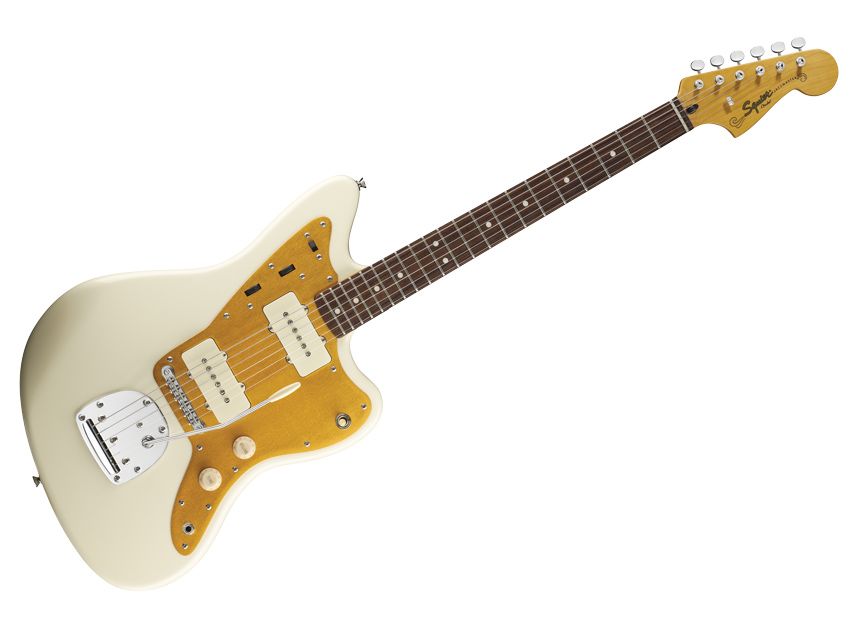 The offset Jazzmaster body looks awkward, but it hangs nicely on a strap and fits well on your lap.