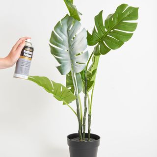 artificial plant pot with surface primer and white wall