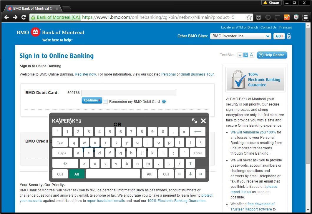 Kaspersky Anti-Virus 2015 virtual keyboard