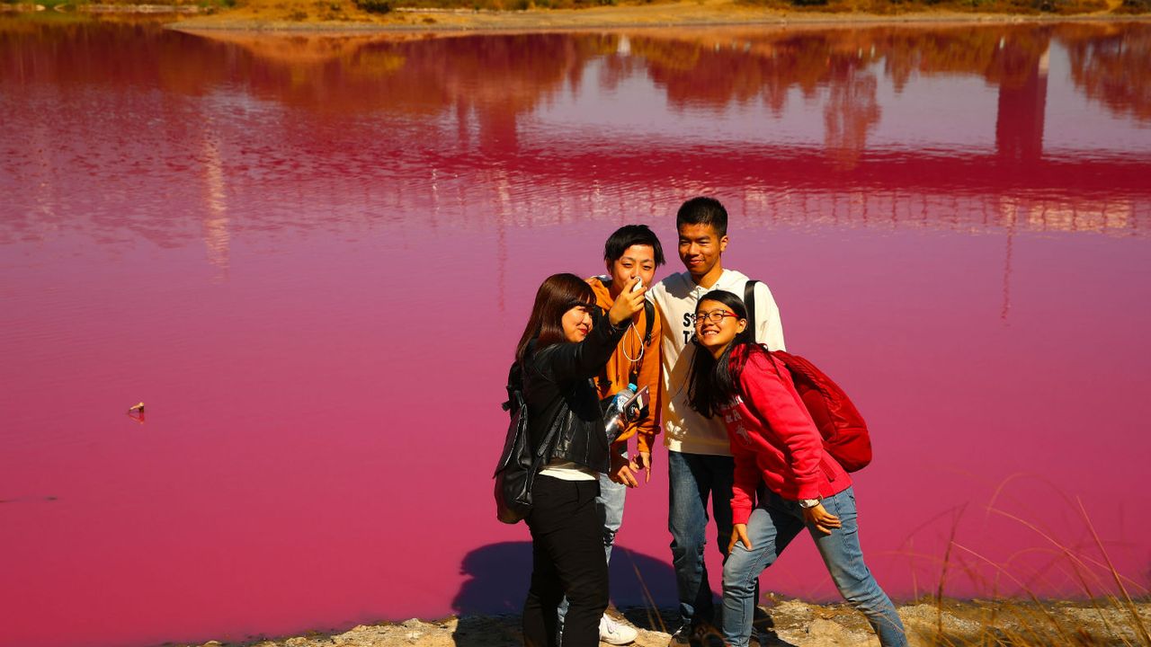 Melbourne pink lake Westgate Park