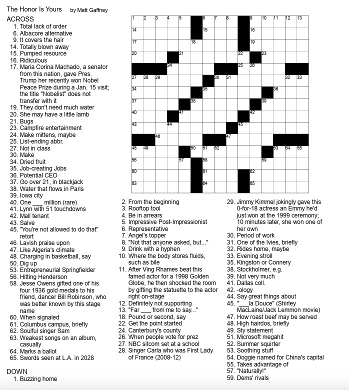 An unsolved crossword puzzle.