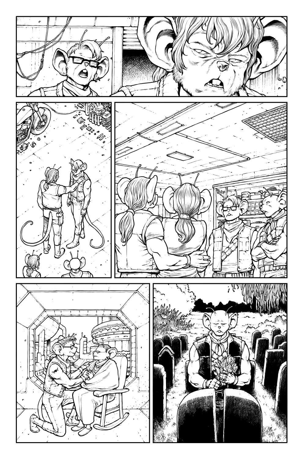 Daniel Gete's black and white interior pages from Biker Mice From Mars #1.