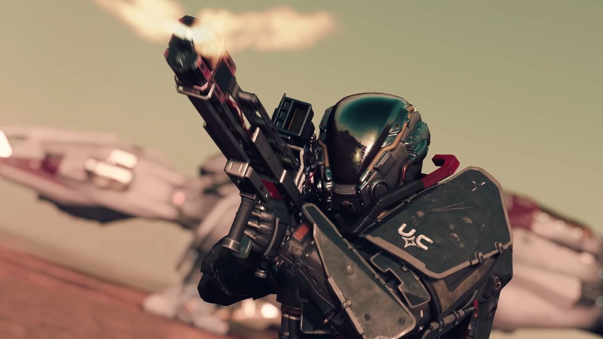 Promotional screenshot of a Starfield rifle