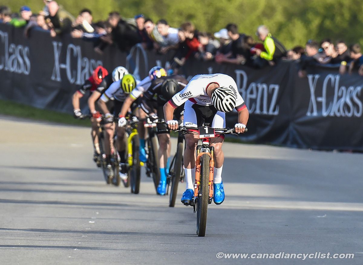 Mathieu van der Poel (Corendon-Circus) checks for the chasers