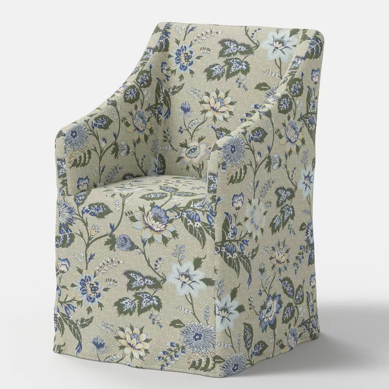 Sloped Arm Slipcovered Dining Chair Adelaide Floral Moss - Threshold&amp;trade;