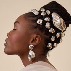 A woman wearing Lelet NY hair pins.