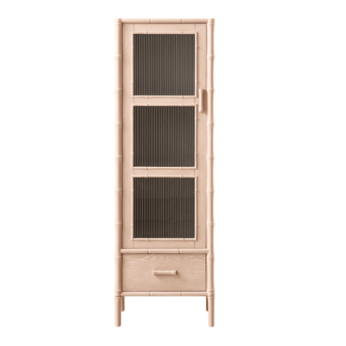 daals, Elstowe Faux Bamboo and Fluted Glass 1-Door Cabinet