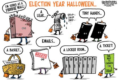 Political cartoon U.S. 2016 election Halloween costume ideas