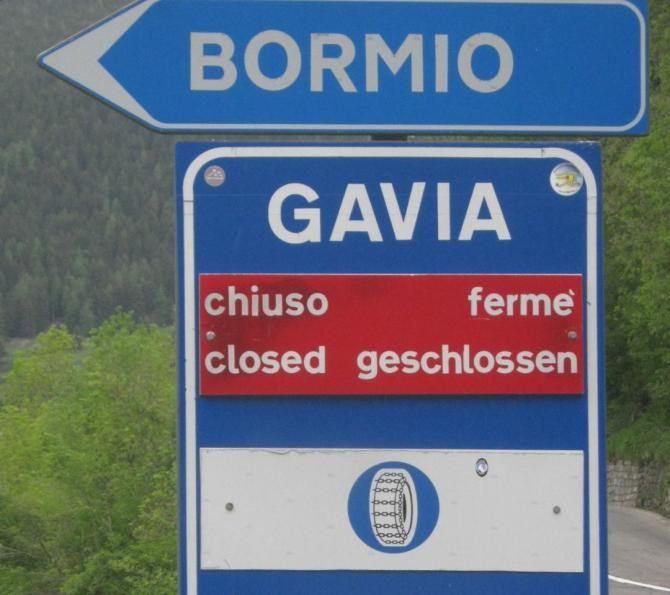The Gavia is officially closed to traffic but will be open for the Giro d'Italia