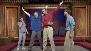 Colin and Ryan manipulated by two audience members on Whose Line Is It Anyway?