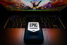 Epic Games logo displayed on a phone screen