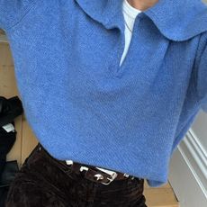 blue cashmere collared sweater