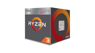 AMD Ryzen 3 3200G mot en hvit bakgrunn