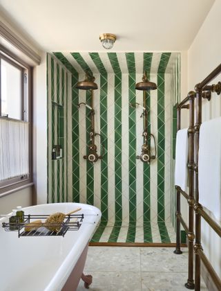 green and while stripes diamond tiles